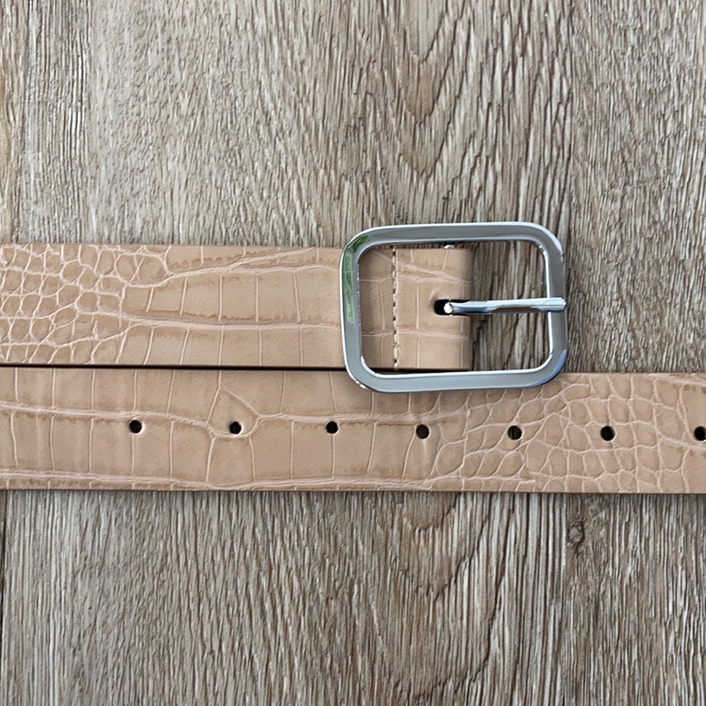 Express Cream and Silver Snakeskin Belt